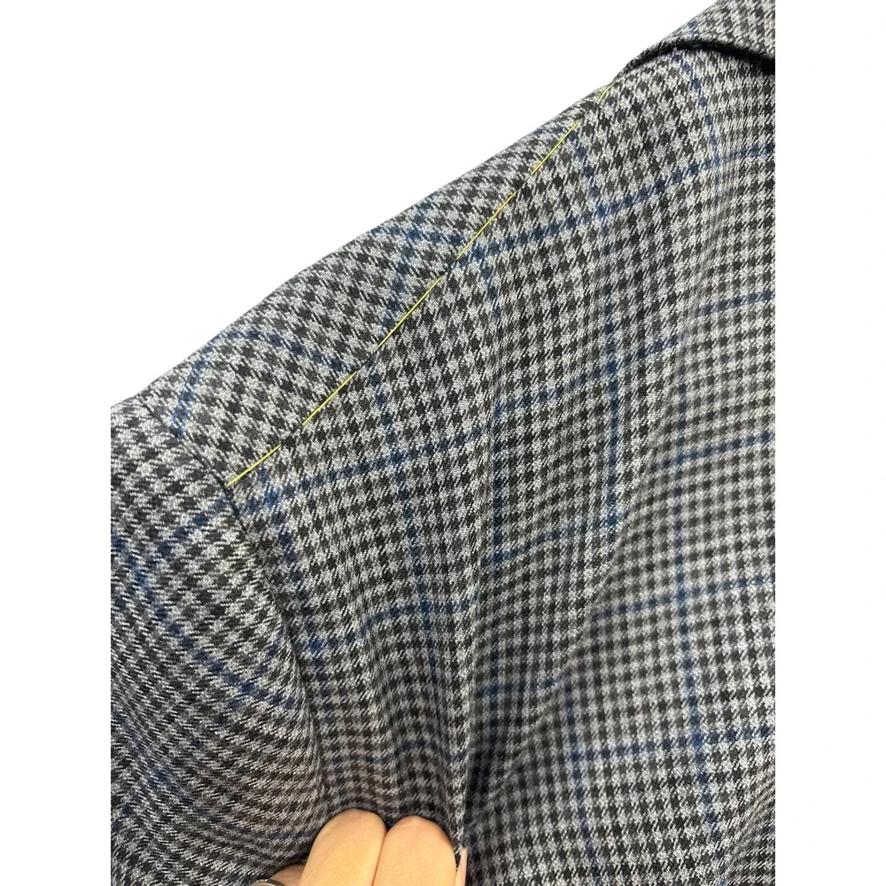 Hart Schaffner Marx Houndstooth‎ Blazer Tailored Sport Coat USA Academia 48R